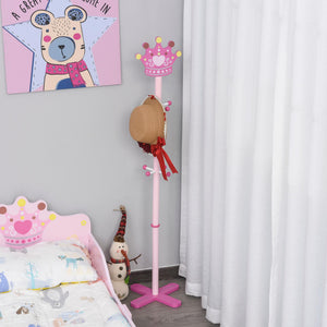 Appendiabiti da Terra per Bambini 35x35x142 cm in MDF e Legno  Rosa