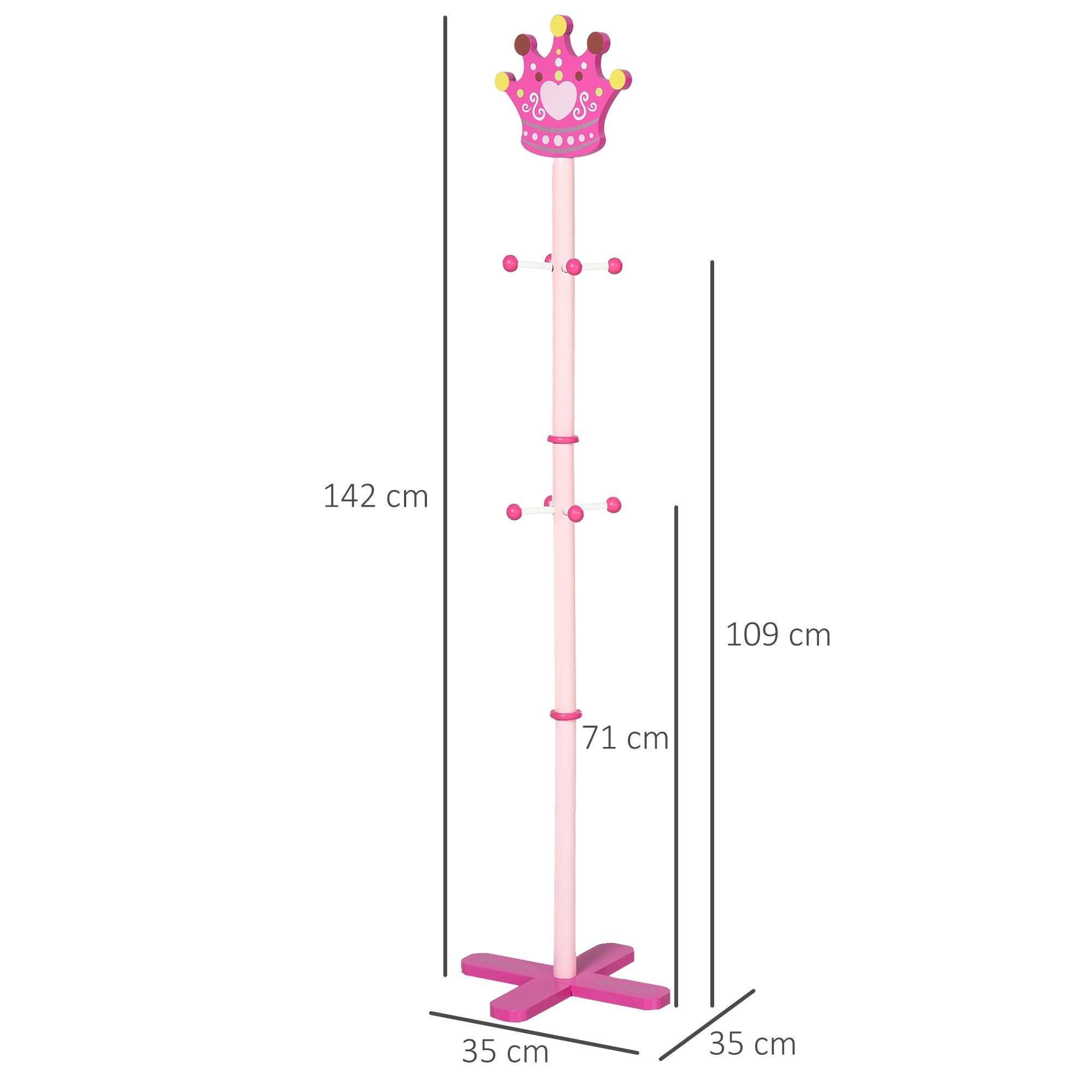 Appendiabiti da Terra per Bambini 35x35x142 cm in MDF e Legno  Rosa