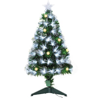 Albero di Natale Artificiale 90 cm 90 Rami con Luce LED Fibre Ottiche  Pino Verde