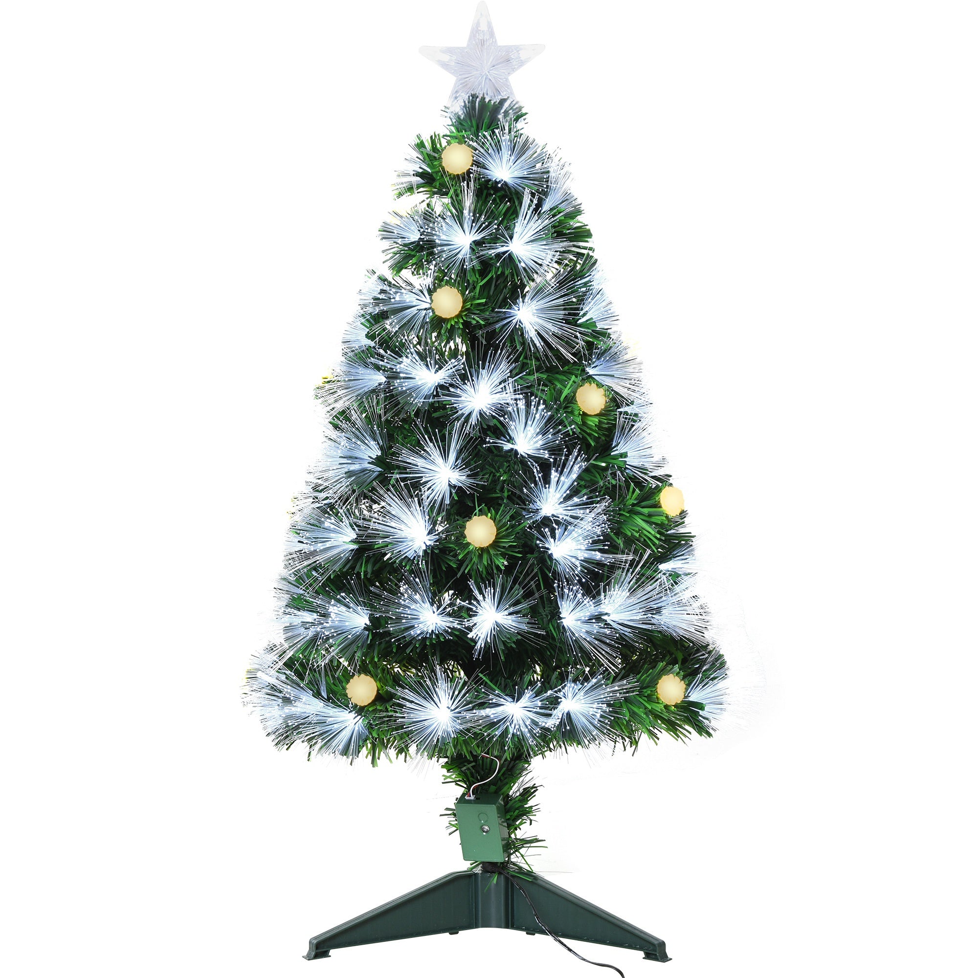 Albero di Natale Artificiale 90 cm 90 Rami con Luce LED Fibre Ottiche  Pino Verde