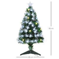 Albero di Natale Artificiale 90 cm 90 Rami con Luce LED Fibre Ottiche  Pino Verde