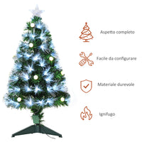 Albero di Natale Artificiale 90 cm 90 Rami con Luce LED Fibre Ottiche  Pino Verde