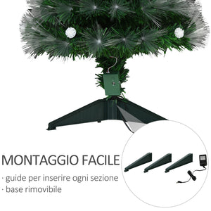 Albero di Natale Artificiale 90 cm 90 Rami con Luce LED Fibre Ottiche  Pino Verde