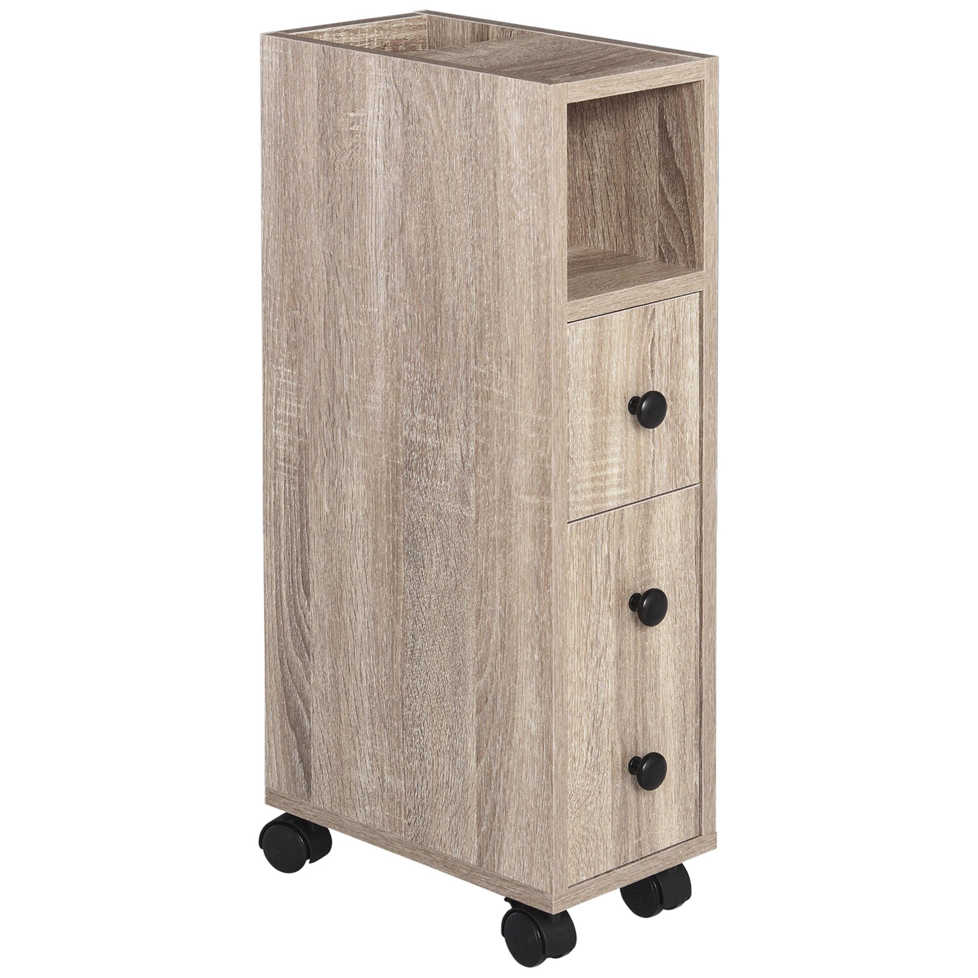 Mobiletto a Colonna da Bagno 18x30x68,5 cm in Legno  Rovere