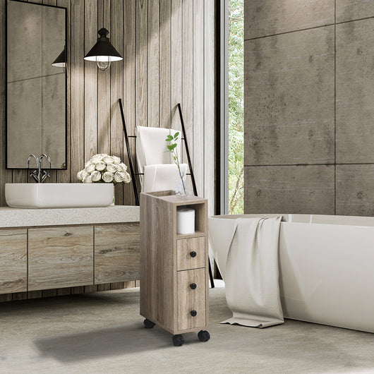 Mobiletto a Colonna da Bagno 18x30x68,5 cm in Legno  Rovere