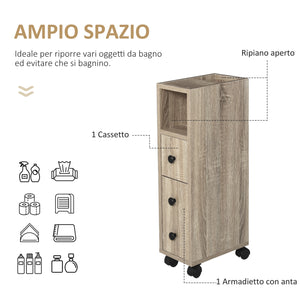 Mobiletto a Colonna da Bagno 18x30x68,5 cm in Legno  Rovere