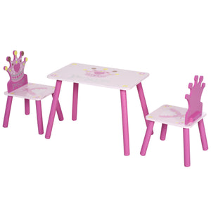 Set Tavolino e 2 Sedie per Bambini in Legno  Rosa