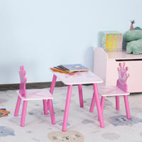 Set Tavolino e 2 Sedie per Bambini in Legno  Rosa