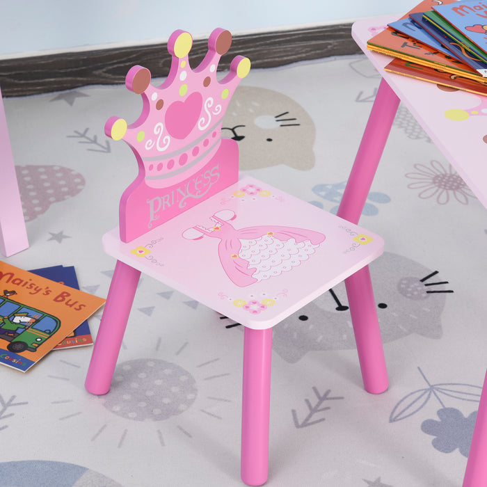 Set Tavolino e 2 Sedie per Bambini in Legno  Rosa