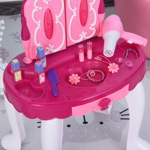 Postazione Trucco Specchiera Giocattolo per Bambini con Sgabello e Accessori  Rosa