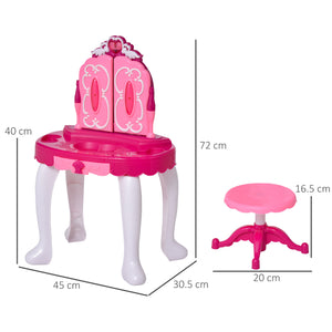 Postazione Trucco Specchiera Giocattolo per Bambini con Sgabello e Accessori  Rosa