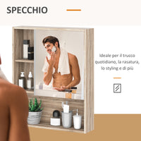 Specchio Armadietto da Bagno 60x15x76 cm Pensile con Scaffali  Rovere