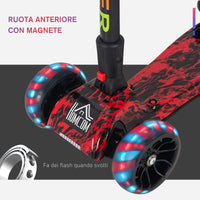 Monopattino 3 Ruote Pieghevole per Bambini Max 50 Kg  Rosso