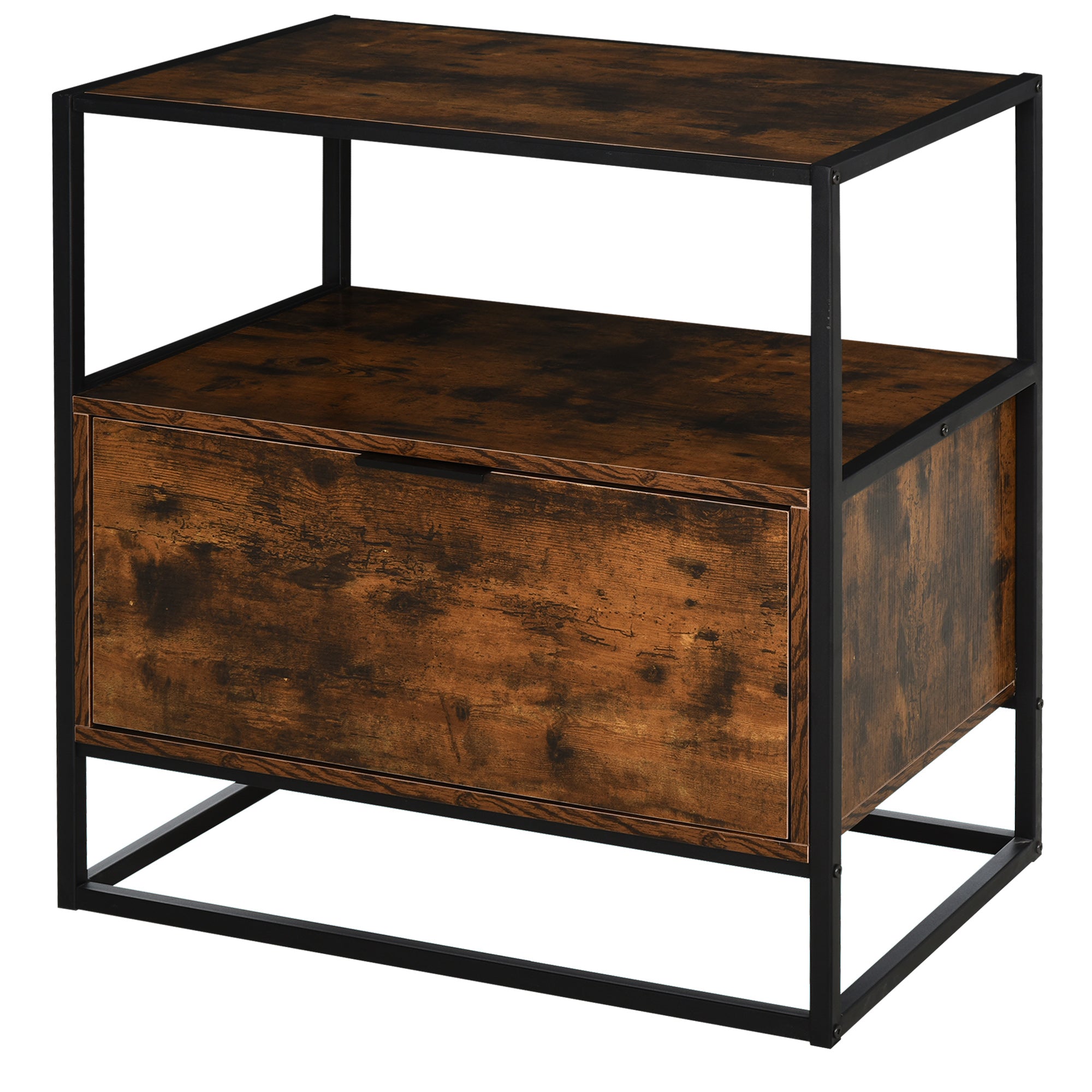 Mobile Credenza 1 Cassetto 73x45,5x76 cm in Legno e Metallo  Nera