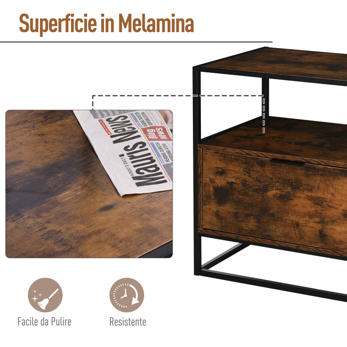 Mobile Credenza 1 Cassetto 73x45,5x76 cm in Legno e Metallo  Nera