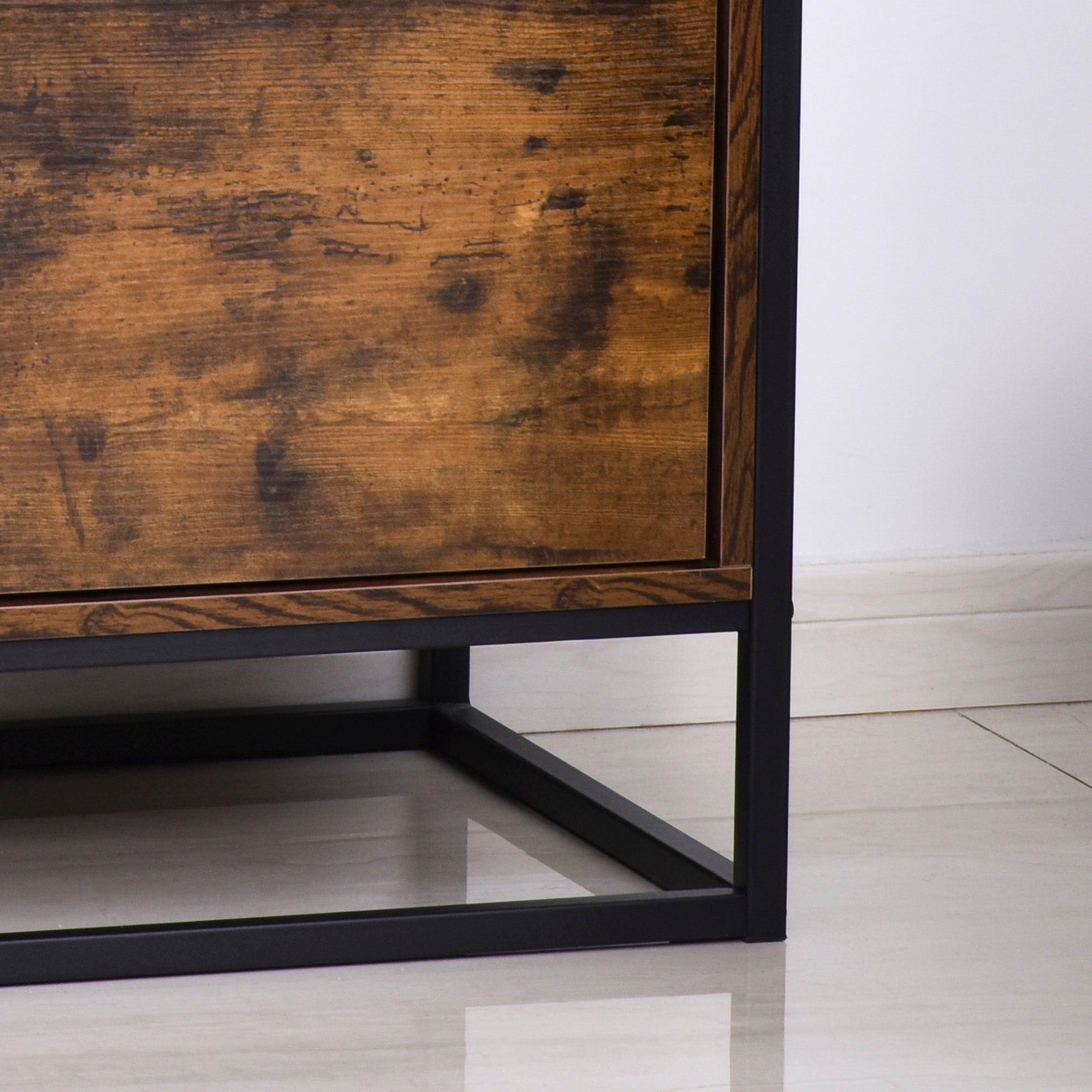 Mobile Credenza 1 Cassetto 73x45,5x76 cm in Legno e Metallo  Nera