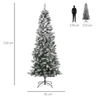 Albero di Natale Artificiale Innevato 210 cm 631 Rami  Pino Verde