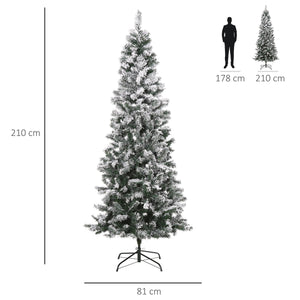 Albero di Natale Artificiale Innevato 210 cm 631 Rami  Pino Verde