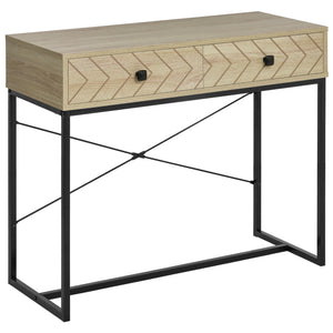 Tavolo Consolle per Ingresso 2 Cassetti 90x35x76 cm in Legno e Metallo