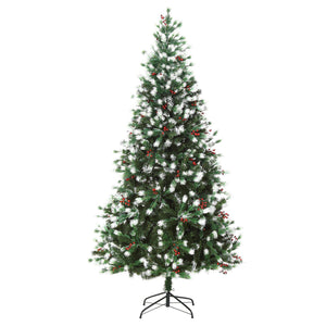 Albero di Natale Artificiale Innevato 180 cm 836 Rami con Bacche Rosse  Pino Verde