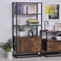 Libreria 3 Ripiani 2 Ante 76x33x162,5 cm in Legno e Metallo  Nero