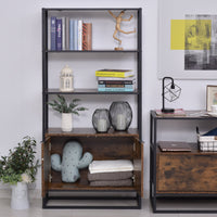 Libreria 3 Ripiani 2 Ante 76x33x162,5 cm in Legno e Metallo  Nero