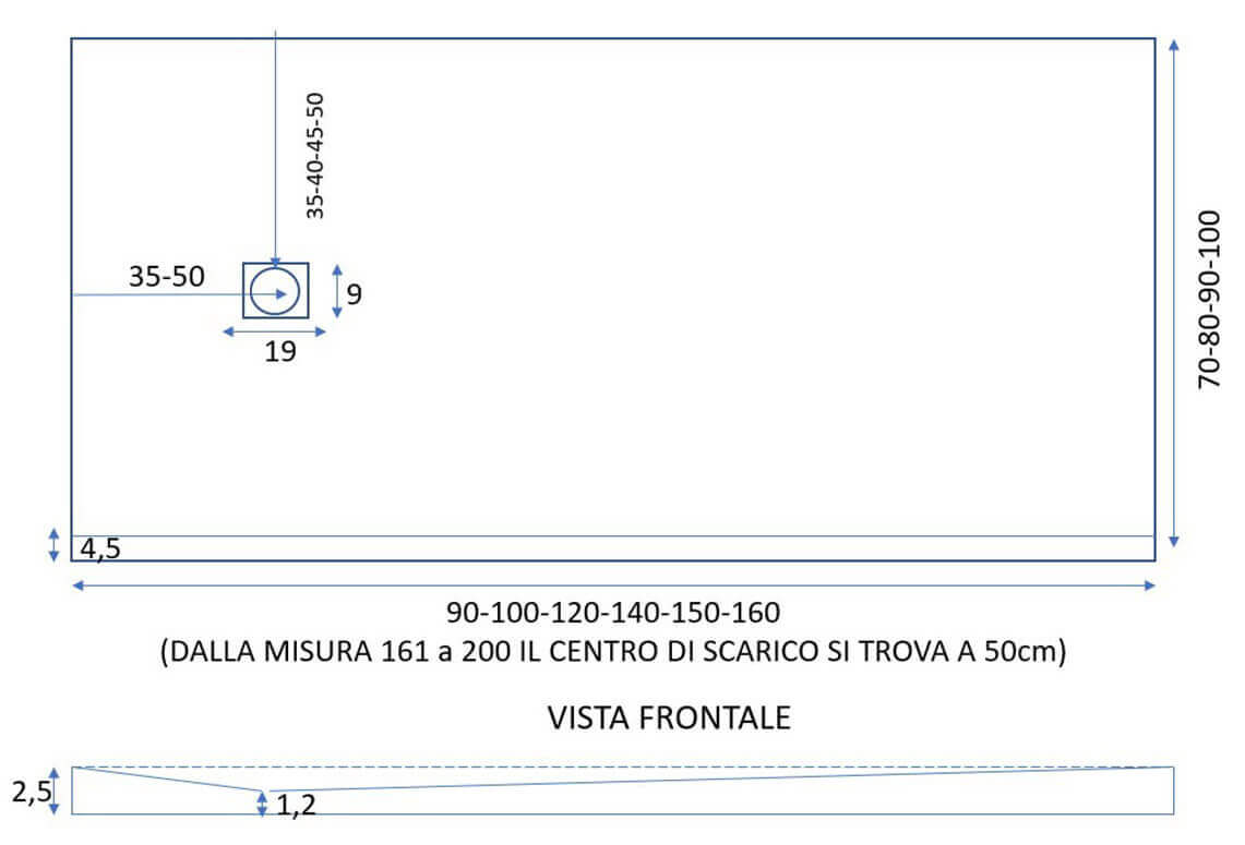 Piatto Doccia in Pietra 75x80 cm Bonussi Ardesia Everest Antracite