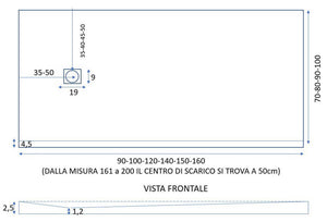 Piatto Doccia in Pietra 75x90 cm Bonussi Ardesia Everest Antracite