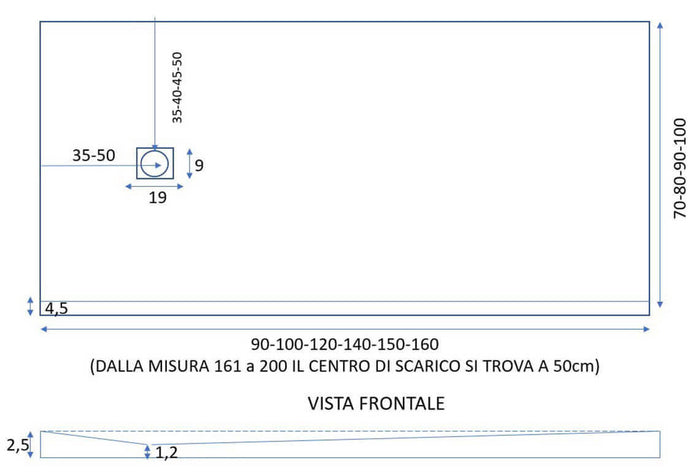 Piatto Doccia in Pietra 75x110 cm Bonussi Ardesia Everest Antracite