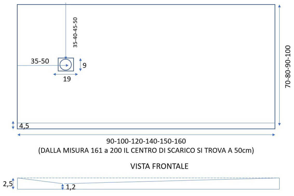 Piatto Doccia in Pietra 75x80 cm Bonussi Ardesia Everest Bianco