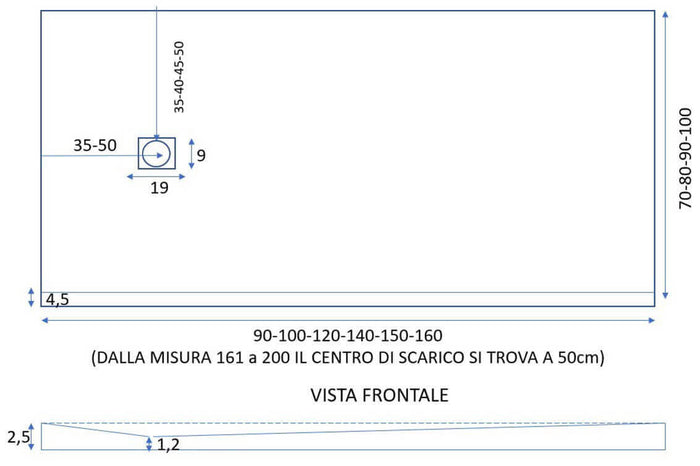 Piatto Doccia in Pietra 75x80 cm Bonussi Ardesia Everest Bianco