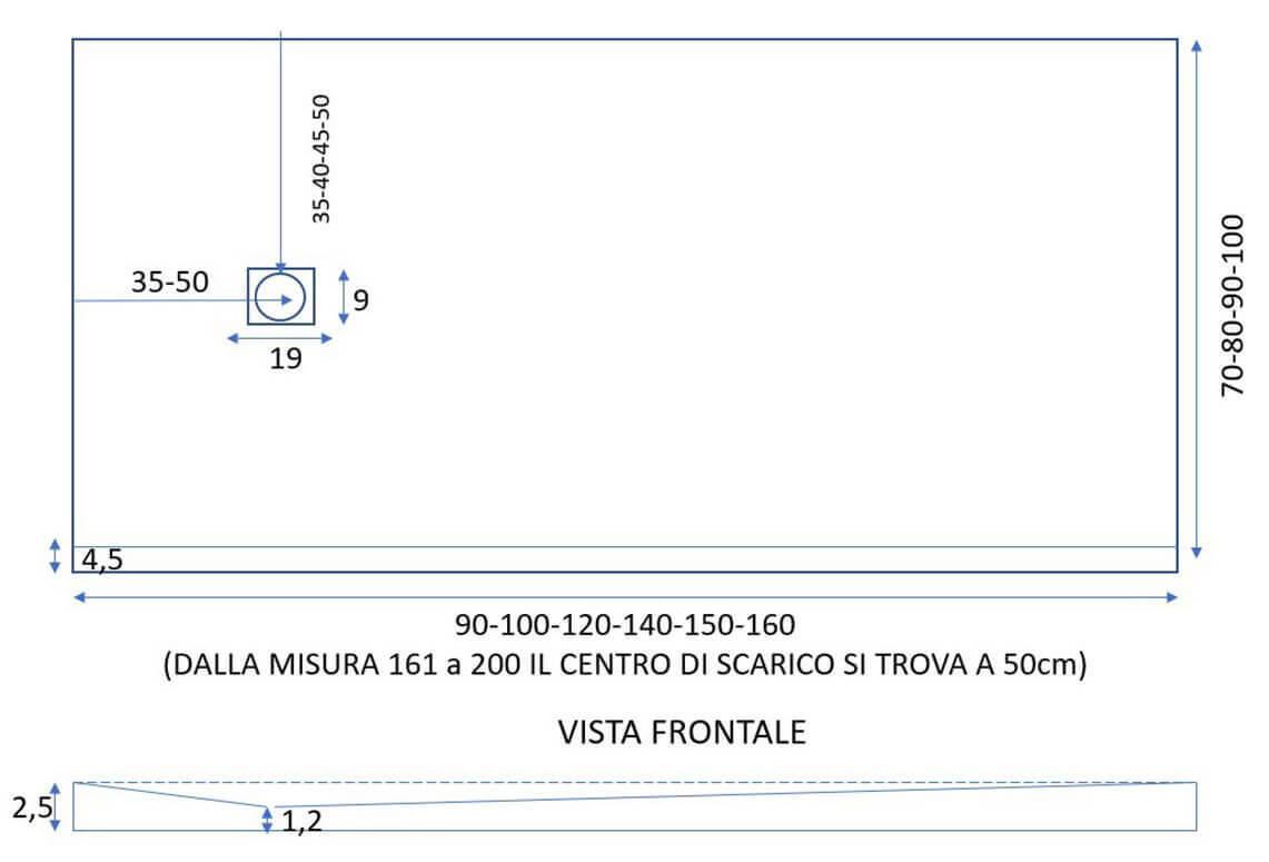 Piatto Doccia in Pietra 70x70 cm Bonussi Ardesia Everest Marrone