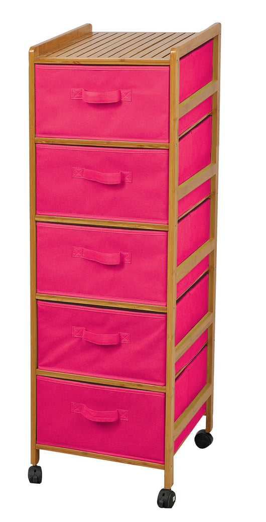 cassettiera struttura in bamboo tessuto non tessuto fucsia cm 36x36x105h 5cassetti cod:ferx.19145.stock