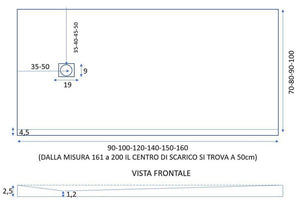 Piatto Doccia in Pietra 75x170 cm Bonussi Ardesia Everest Marrone