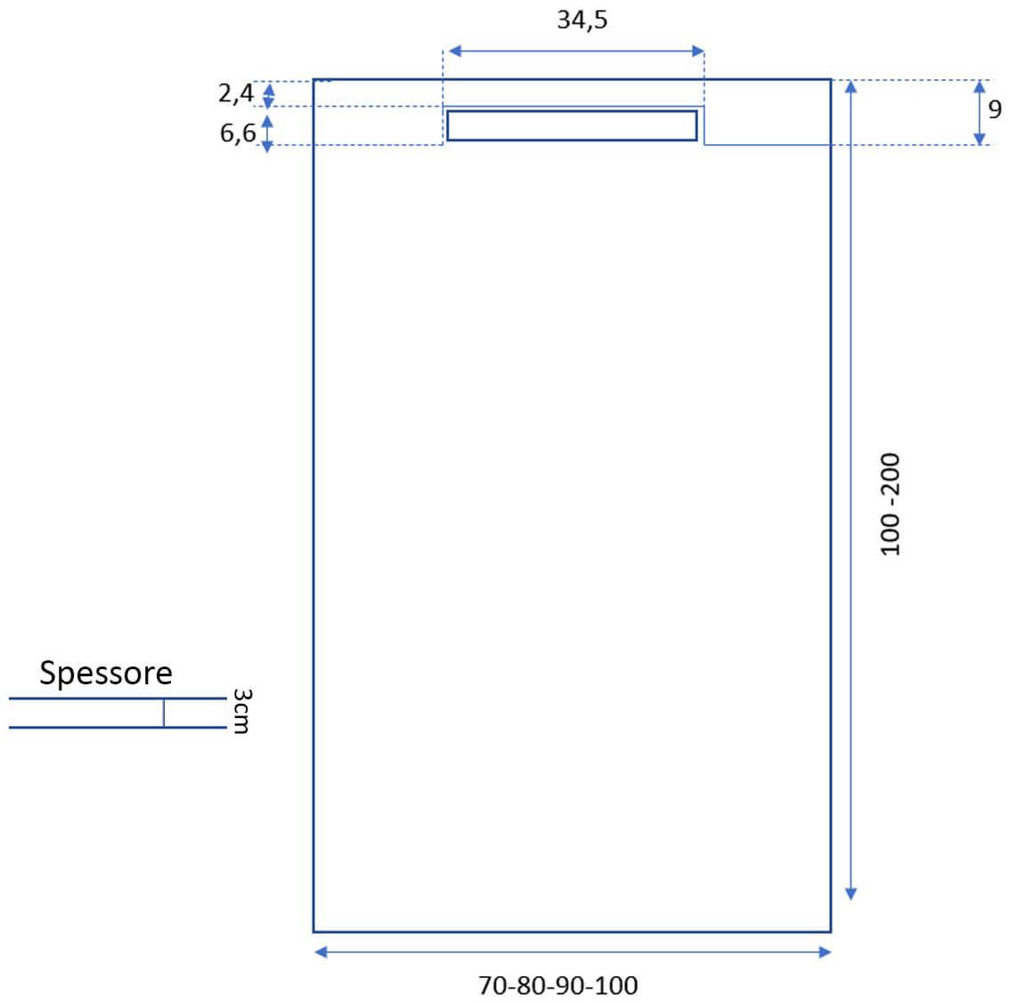 Piatto Doccia in Pietra 70x110 cm Bonussi Ardesia Calcutta Antracite