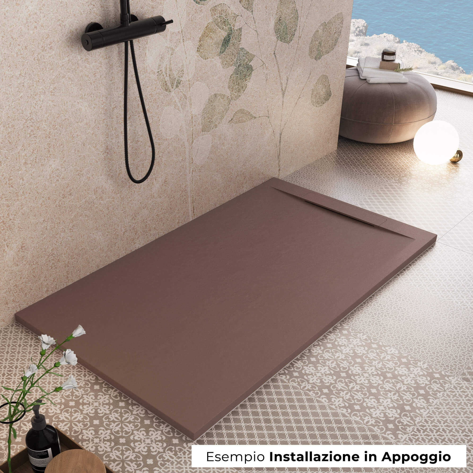 Piatto Doccia in Pietra 70x130 cm Bonussi Ardesia Calcutta Marrone