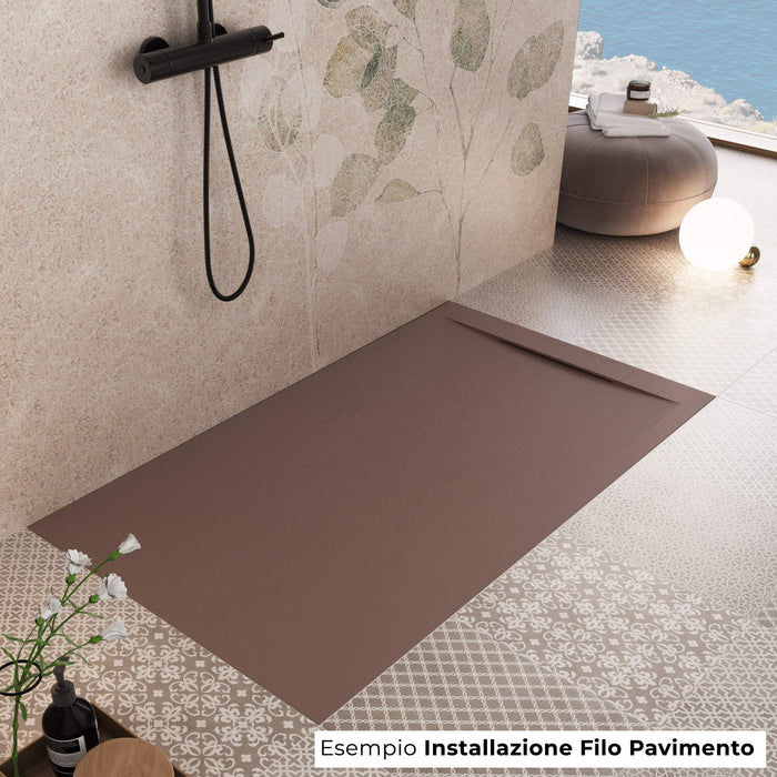 Piatto Doccia in Pietra 70x130 cm Bonussi Ardesia Calcutta Marrone