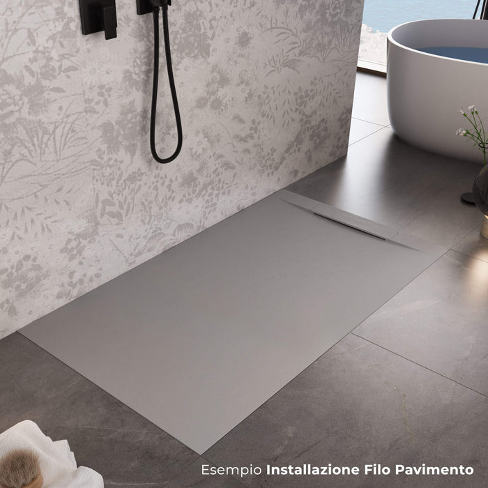 Piatto Doccia in Pietra 70x120 cm Bonussi Ardesia Calcutta Grigio Chiaro