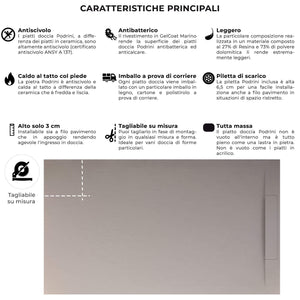 Piatto Doccia in Pietra 70x130 cm Bonussi Ardesia Calcutta Grigio Chiaro