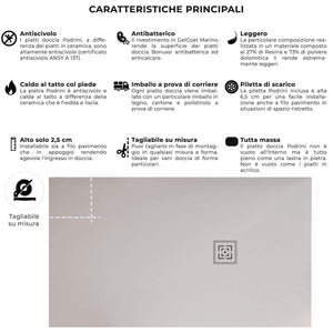 Piatto Doccia in Pietra 100x160 cm Bonussi Canton Bianco