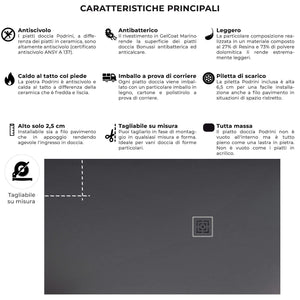 Piatto Doccia in Pietra Bonussi Canton Antracite 70x70 cm