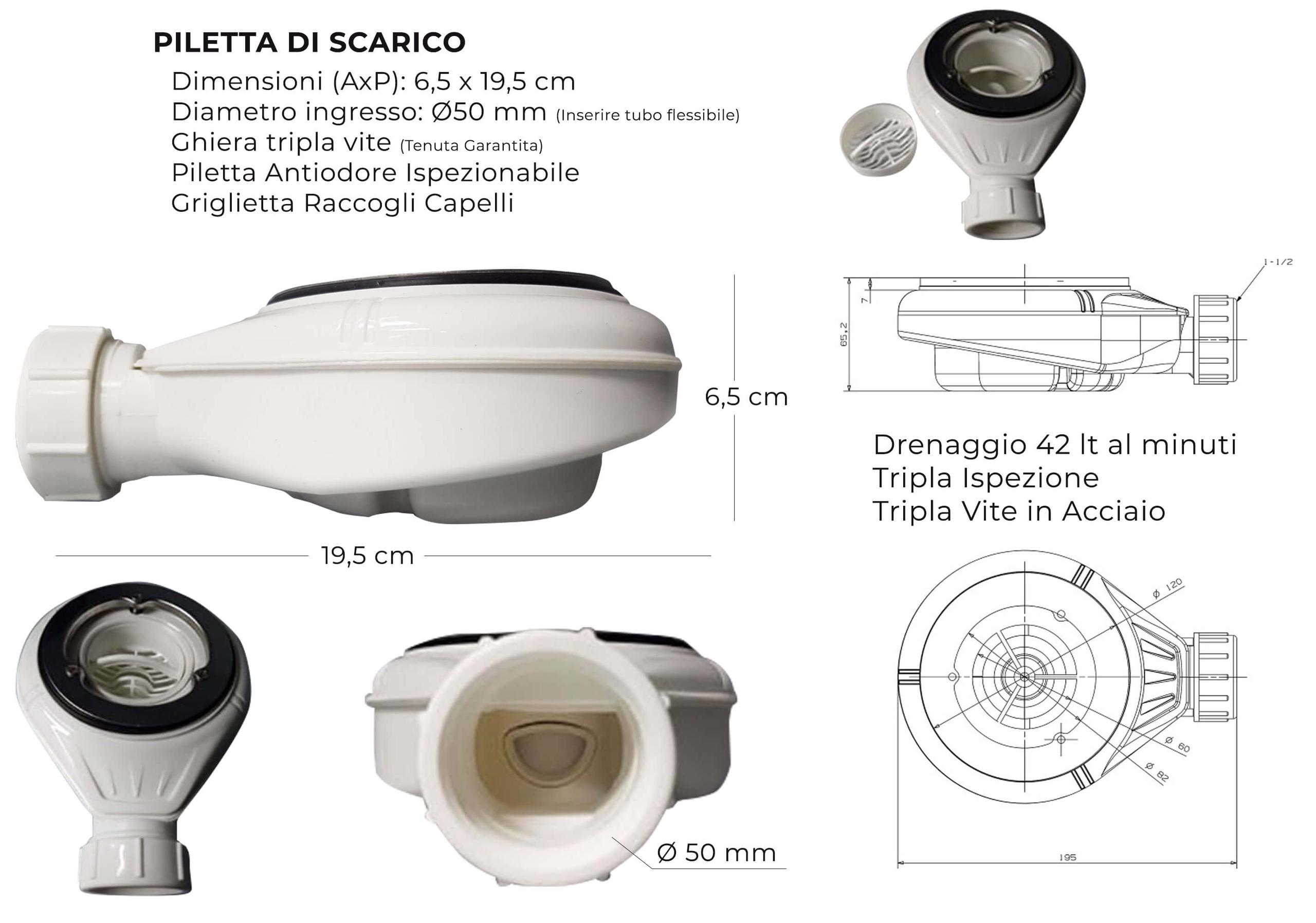 Piatto Doccia in Pietra Bonussi Canton Antracite 70x70 cm