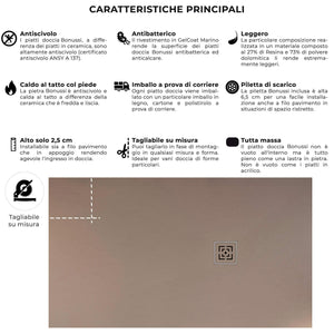 Piatto Doccia in Pietra 70x90 cm Bonussi Canton Moka