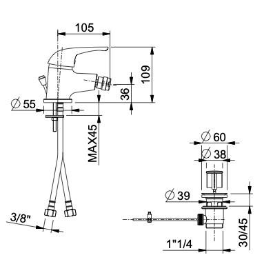 Rubinetto Miscelatore Monocomando Bidet Bonussi Brazos Cromato