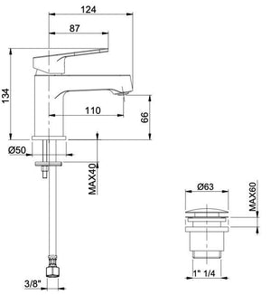 Rubinetto Miscelatore Monocomando Lavabo in Ottone Bonussi Memphis Cromato