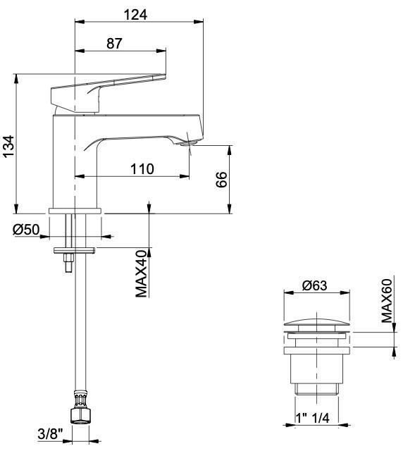 Rubinetto Miscelatore Monocomando Lavabo in Ottone Bonussi Memphis Cromato