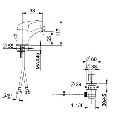 Rubinetto Miscelatore Monocomando Lavabo Bonussi Brazos Cromato