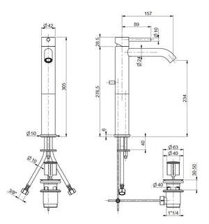 Rubinetto Miscelatore Monocomando Lavabo Alto in Ottone Cromato Bonussi Missisipi