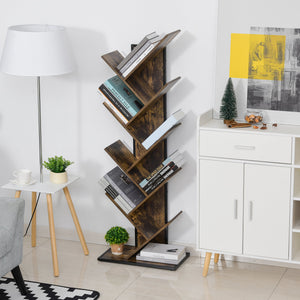 Libreria ad Albero 50x28x142 cm 10 Ripiani  Marrone