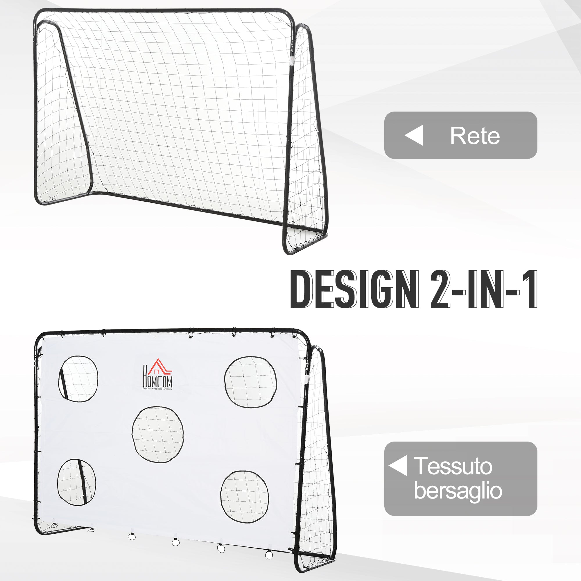 Porta da Calcio 2 in 1 con Rete 240x88x171,5 cm in Metallo